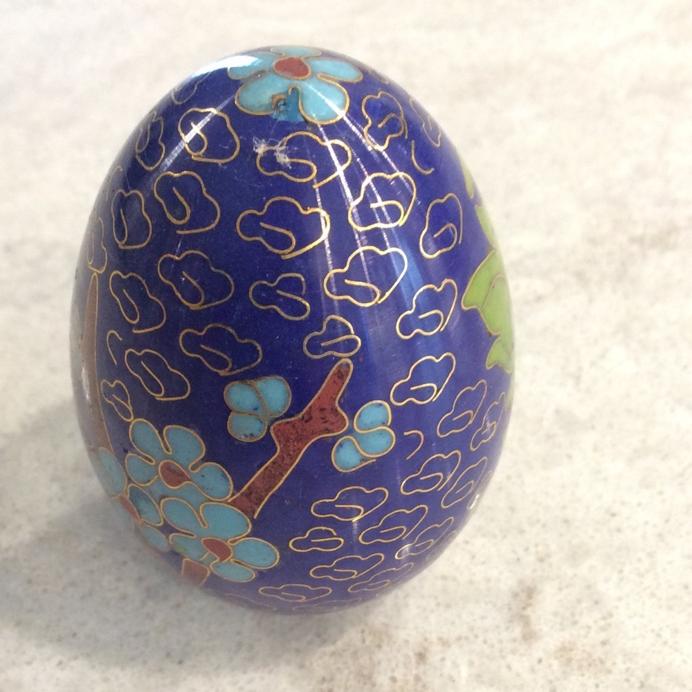 Artistic Cloisonné Egg with Brass inlay